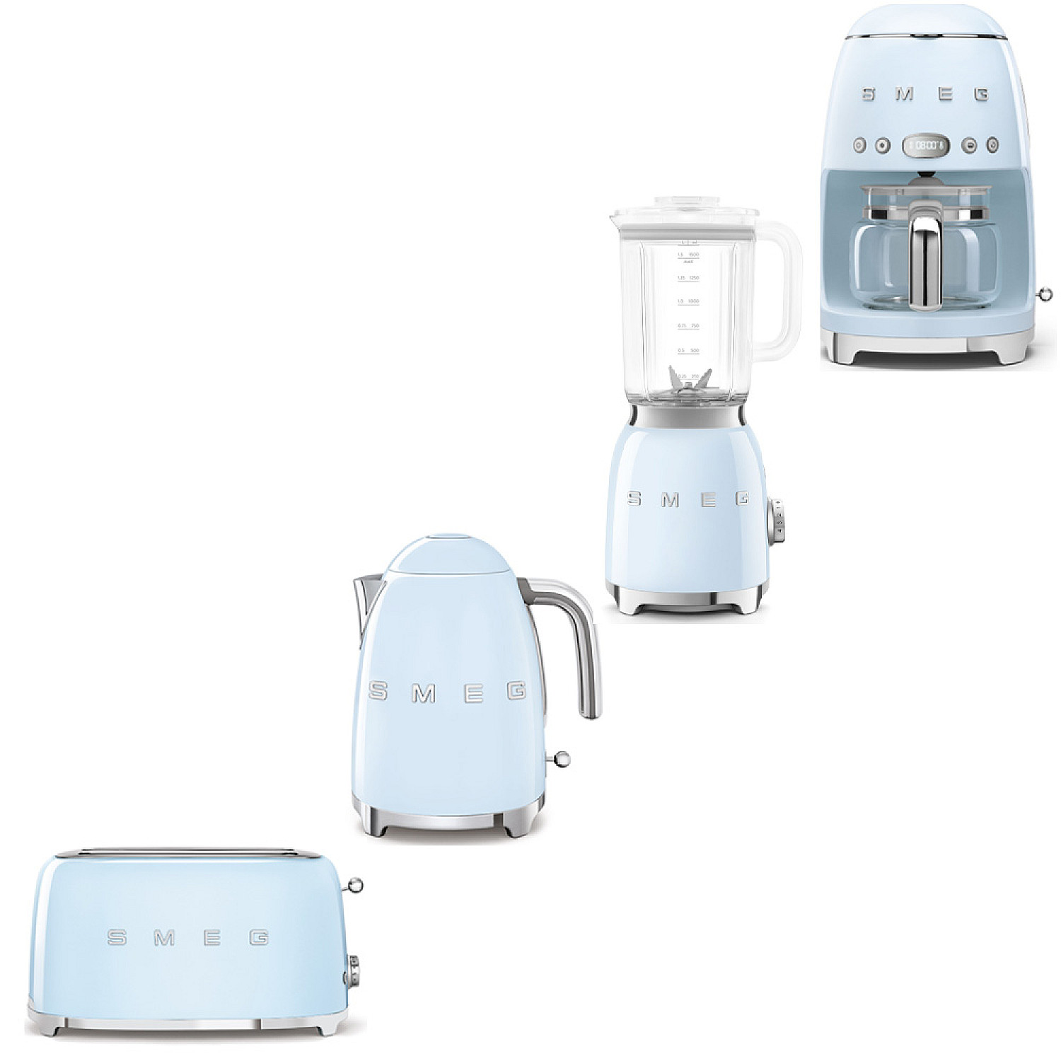 Smeg paket morning deluxe - pastellbl&aring; med 50's style