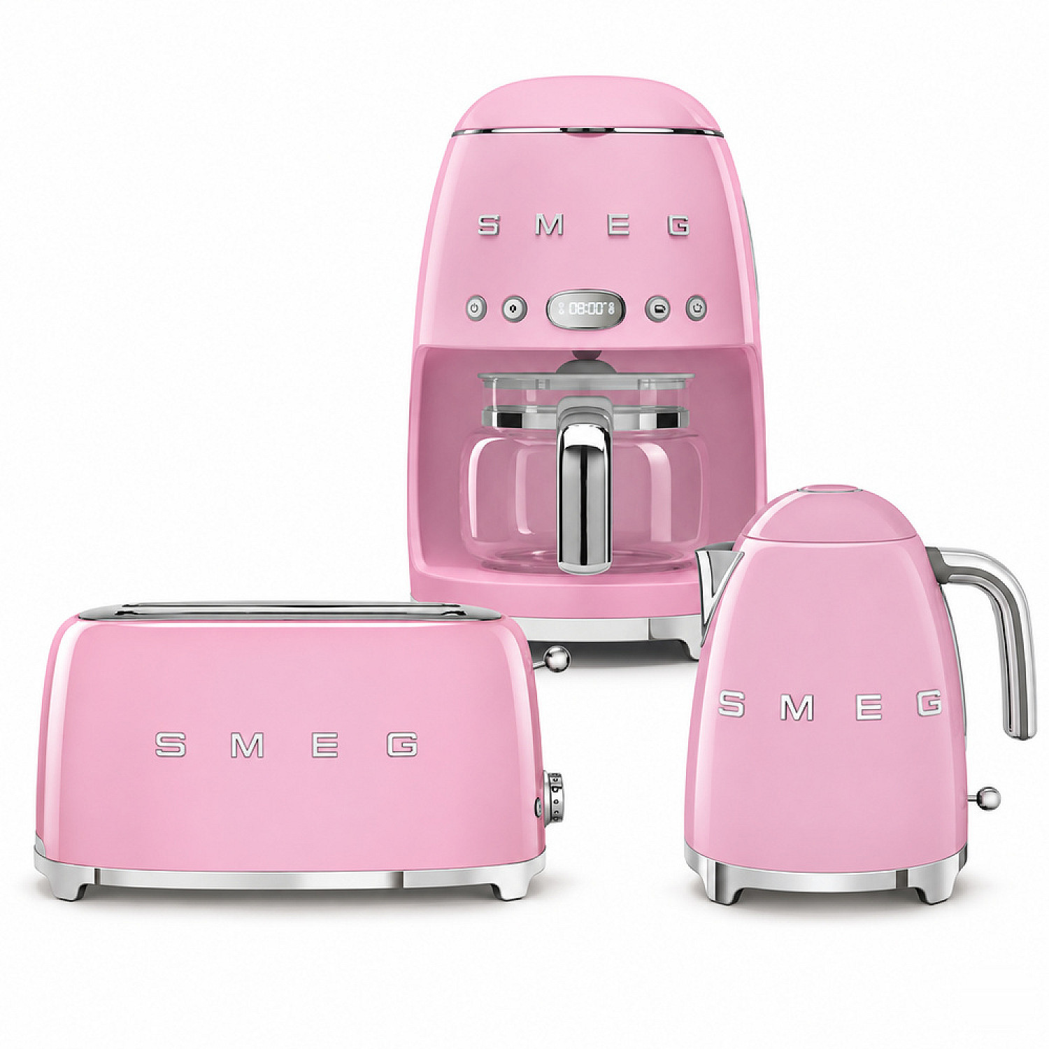 Smeg paket breakfast trio - rosa med 50's style