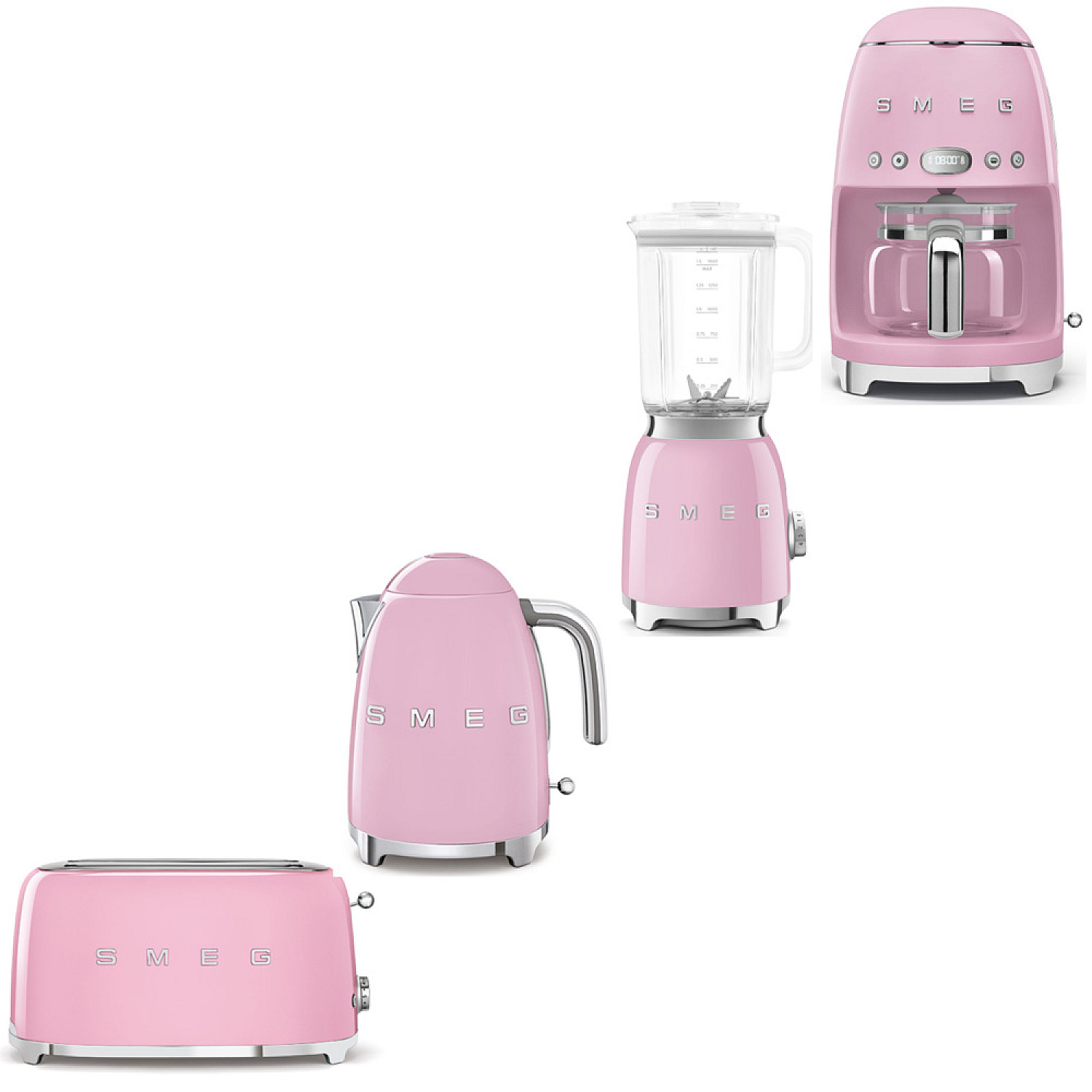 Smeg paket morning deluxe - rosa med 50's style