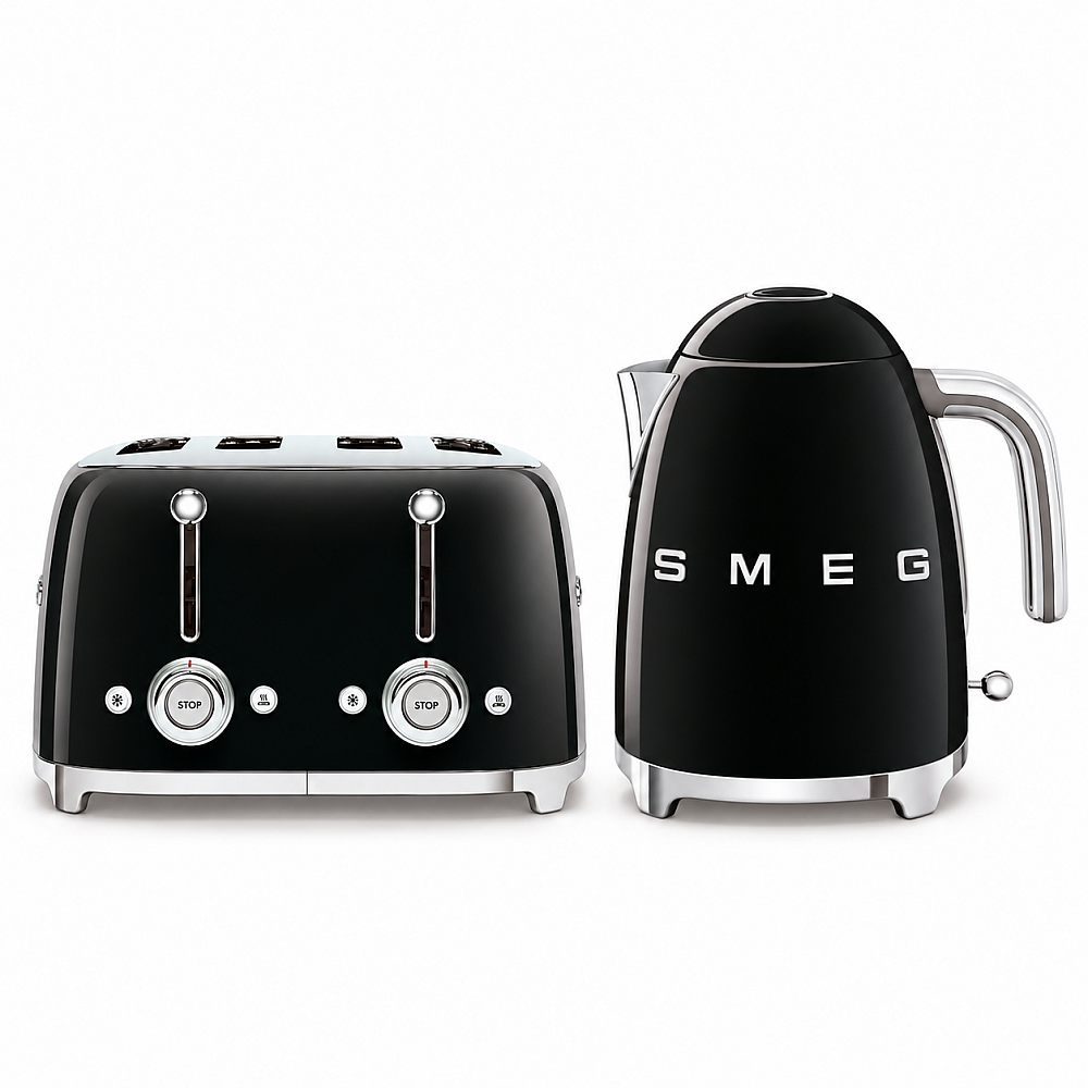 Smeg - Frukostduon - Svart högblank med 50's Style