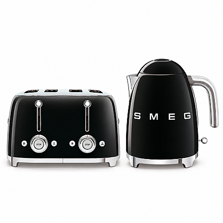 Smeg - Frukostduon - Svart högblank med 50's Style