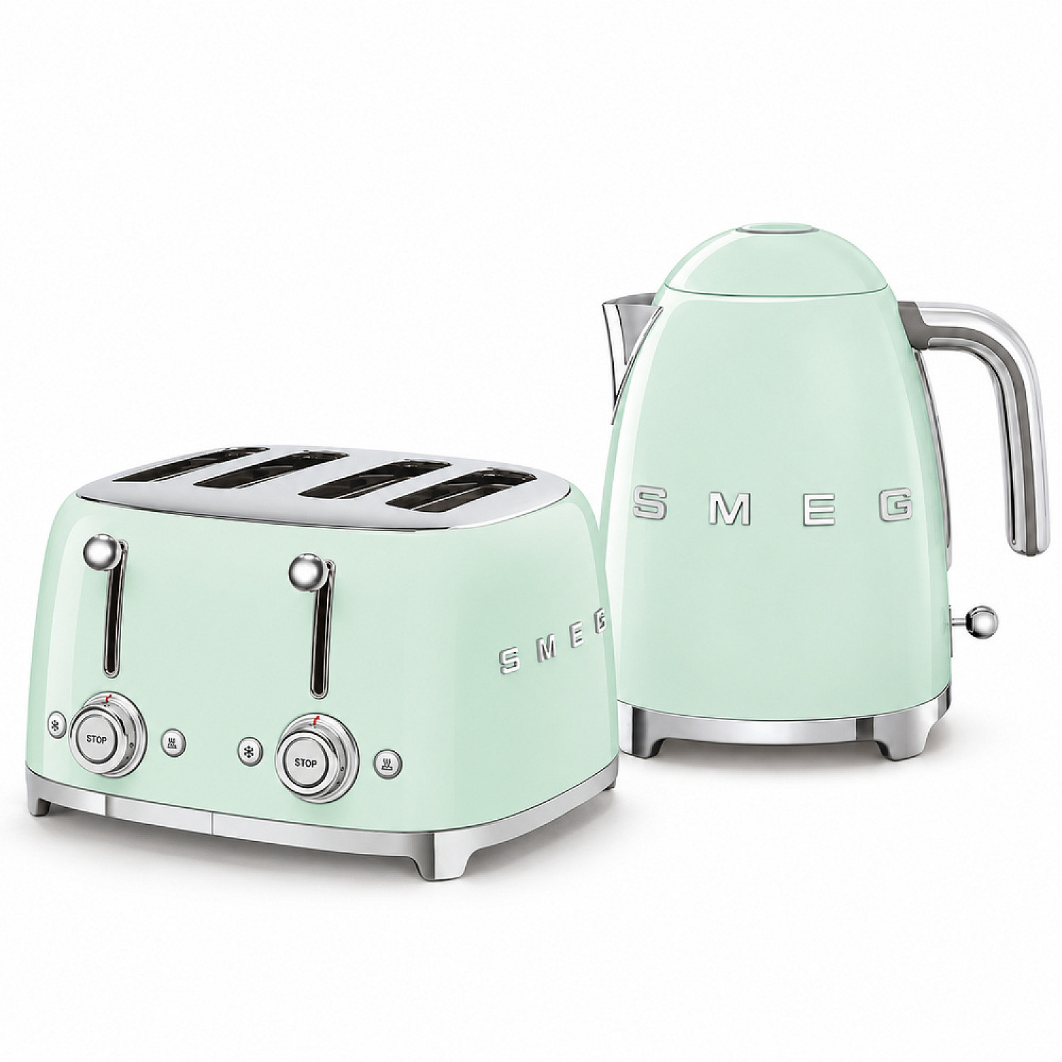 Smeg paket frukostduon - pastellgr&ouml;n med 50's style