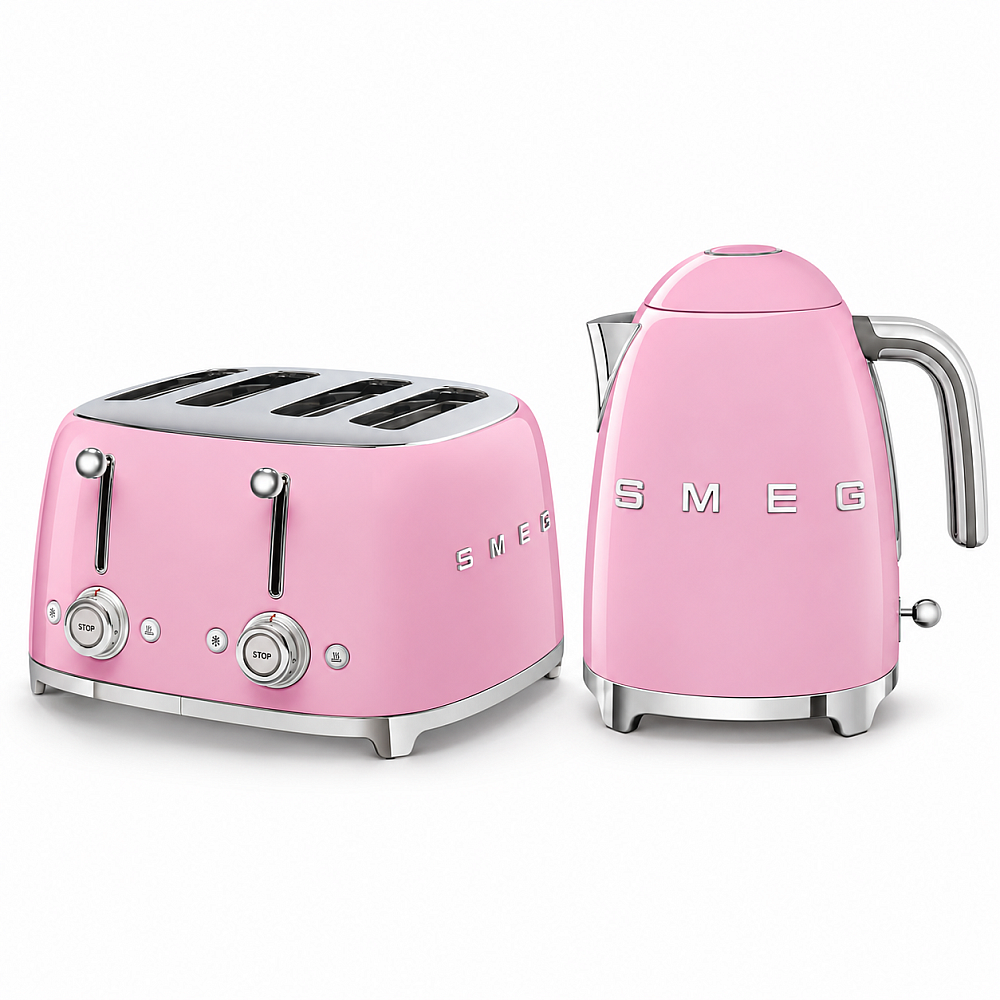 Smeg - Frukostduon - Rosa med 50's Style