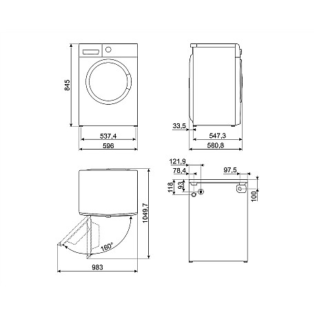 Smeg - WNP04SEAIN1 - Ångfunktion, Vit
