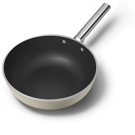 Smeg - Keramisk Wokpanna 30 cm Non-Stick, Creme