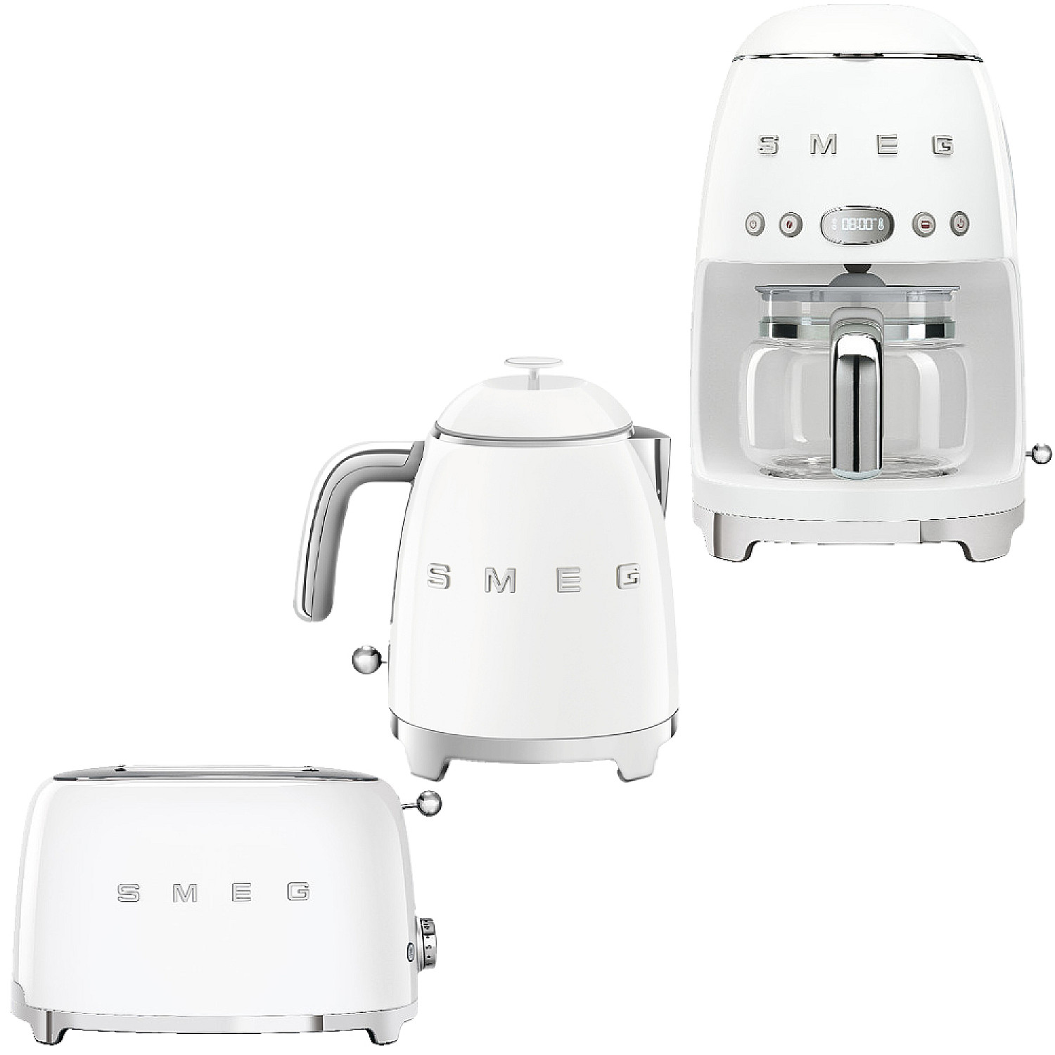 Smeg paket lilla frukostpaketet - br&ouml;drost, mindre vattenkokare, & kaffebryggare - vit