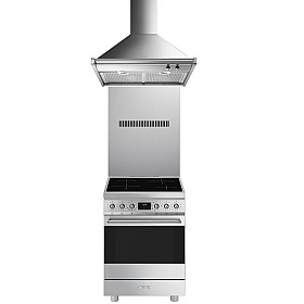 Spis Smeg - 60cm bred, rostfri och elegant induktionsspis med stänkskydd och fläkt