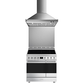Spis Smeg - 90cm bred induktionsspis med dubbelugn,stänkskydd och fläkt