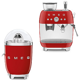 Smeg - Espresso & Citrus - Röd med 50's Style