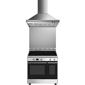 Spis Smeg - Rostfri 90cm bred induktionsspis med dubbelugn, stänkskydd & fläkt Spis Smeg - Rostfri 90cm bred induktionsspis med dubbelugn, stänkskydd & fläkt