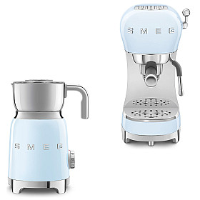 Smeg - Espresso & Mjölk - Pastellblå med 50's Style