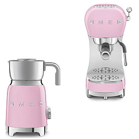 Smeg - Espresso & Mjölk - Rosa med 50's Style