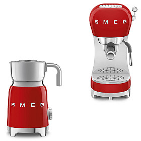 Smeg - Espresso & Mjölk - Röd med 50's Style