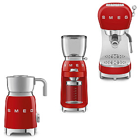 Smeg - Komplett Kaffepaket - Röd med 50's Style