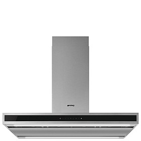 Frihängande fläkt Smeg - KLTI9L4X - Rostfritt stål och svart glas, Bredd 90 cm