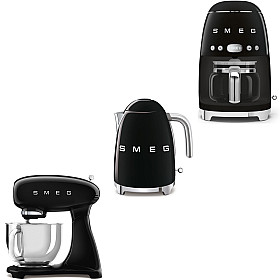 Paket Smeg - SMF05BLEU-KLF03BLEU-DCF02BLEU - Svart högblank