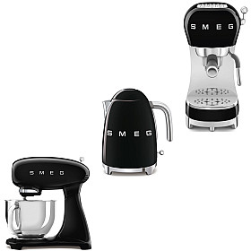 Paket Smeg - SMF05BLEU-KLF03BLEU-ECF02BLEU - Svart högblank