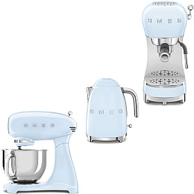 Paket Smeg - SMF05PBEU-KLF03PBEU-ECF02PBEU - Pastellblå