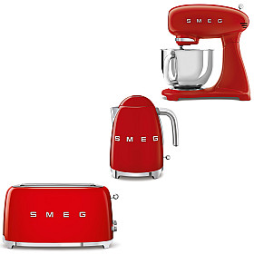 Paket Smeg - SMF05RDEU-KLF03RDEU-TSF02RDEU - Röd