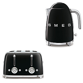  Smeg - Frukostduon - Svart högblank med 50's Style