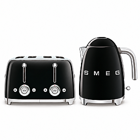 Smeg - Frukostduon - Svart högblank med 50's Style