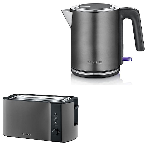 Severin paket vattenkokare + brödrost - dark inox