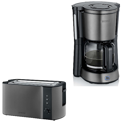 severin - kaffebryggare 10 koppar + brödrost - dark inox