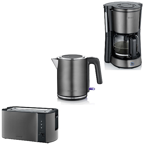 severin - kaffebryggare 10 koppar + brödrost + vattenkokare - inox