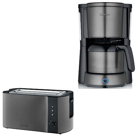 Severin - Kaffebryggare 8 koppar + Brödrost - Dark Inox Severin - Kaffebryggare 8 koppar + Brödrost - Dark Inox