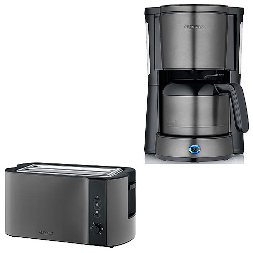 severin - kaffebryggare 8 koppar + brödrost - dark inox