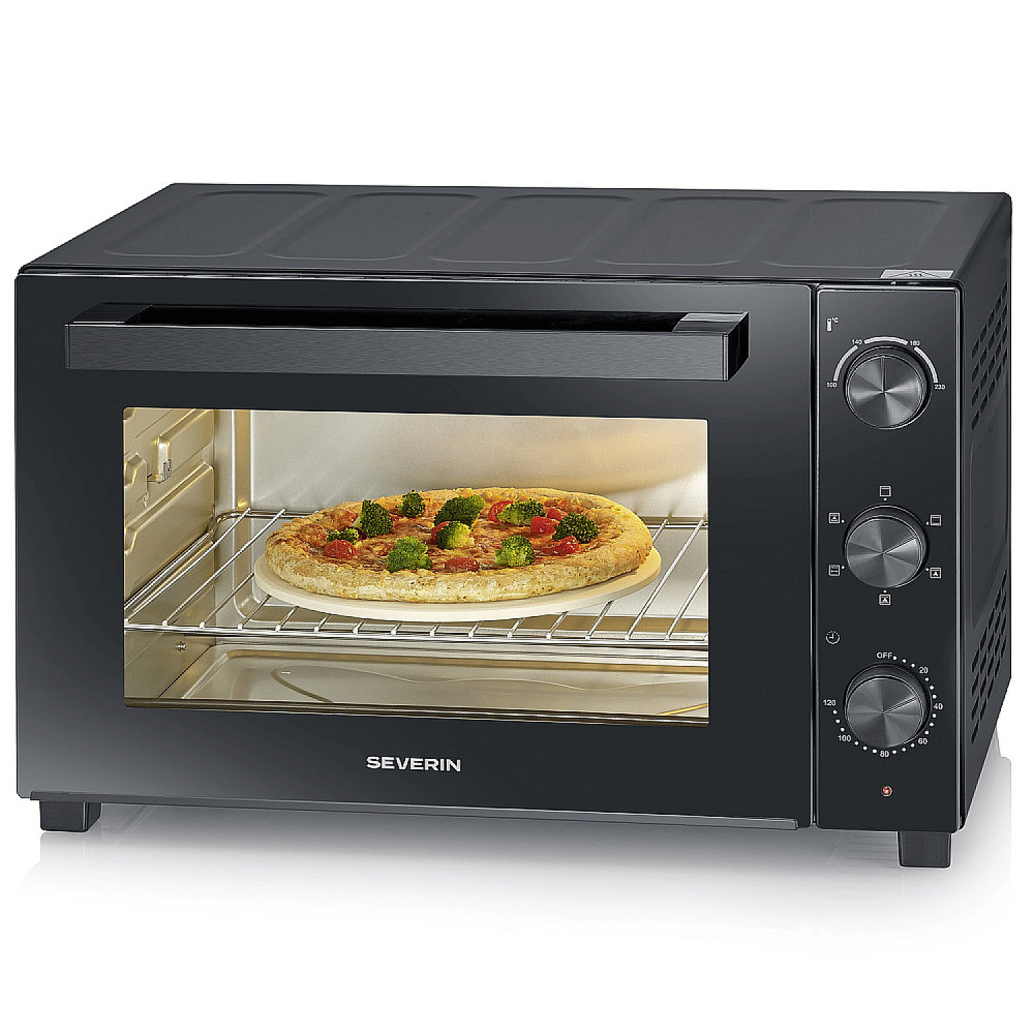 Severin bänkspis to2076 - bordsugn 46 liter med varmluft, pizzasten & grillspett
