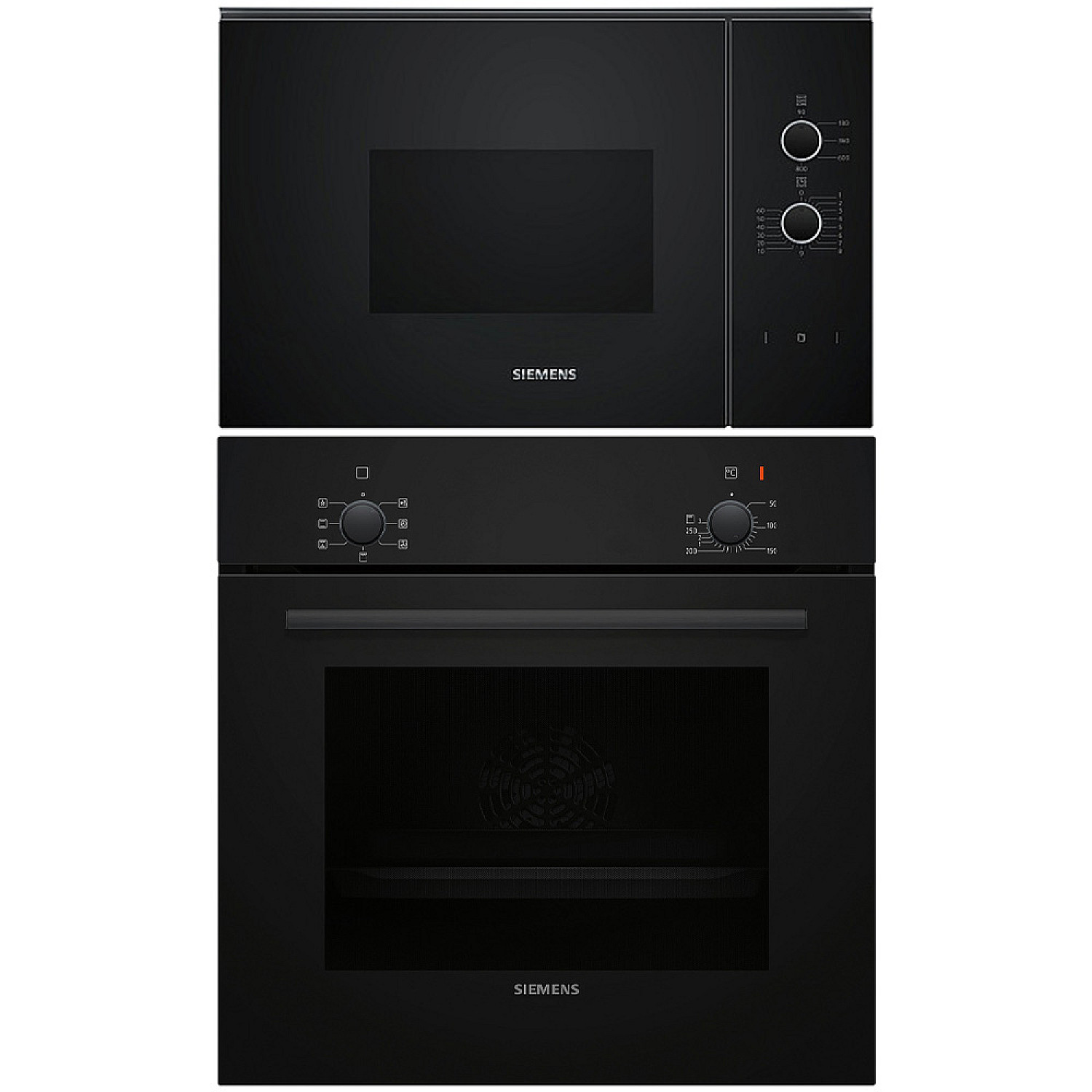 Siemens paket ugn och mikro hb010fba1 + bf520lma1 - svart, ugn varmluft, mikro mekanisk