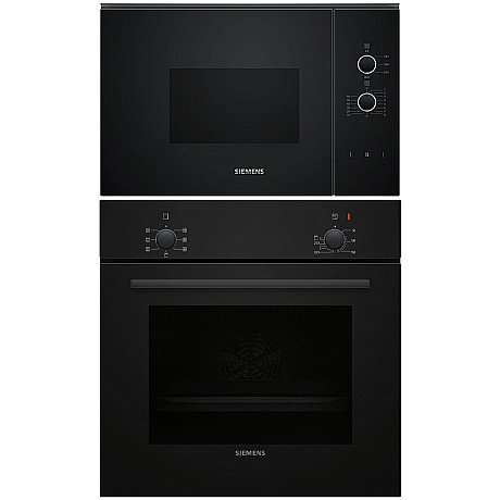 Siemens - HB010FBA1 + BF520LMA1 - Svart, ugn varmluft, mikro mekanisk