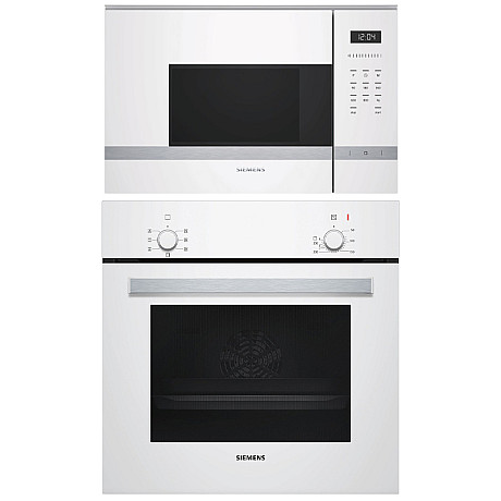 Siemens - HB010FBV1S + BF525LMW0 - Vit, ugn varmluft, mikro snabb 900 W