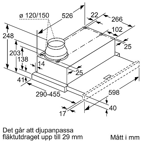 Siemens - LI64MA531 Utdragbar Fläkt 60 cm Silvermetallic