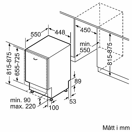 Siemens - SR63HX75ME - iQ300 45 cm med topkorg