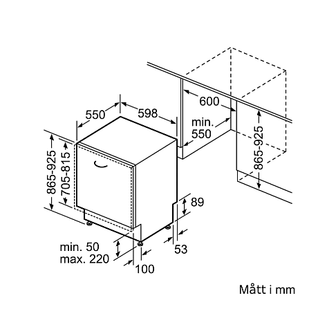 Siemens - SX73HX14CE iQ300 inbyggd Diskmaskin Passar IKEA-kök METOD