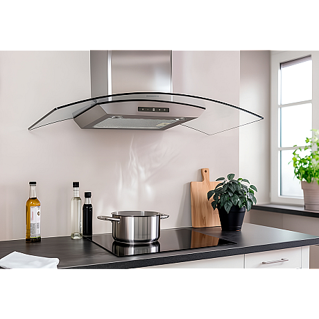 Thermex - Derby II 90 cm - Rostfri, Böjt glas, DC-motor och 595 m³/h