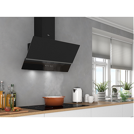 Thermex - Glasgow 60 cm - Svart, Vertikal fläkt med 543 m³/h och glas-touch