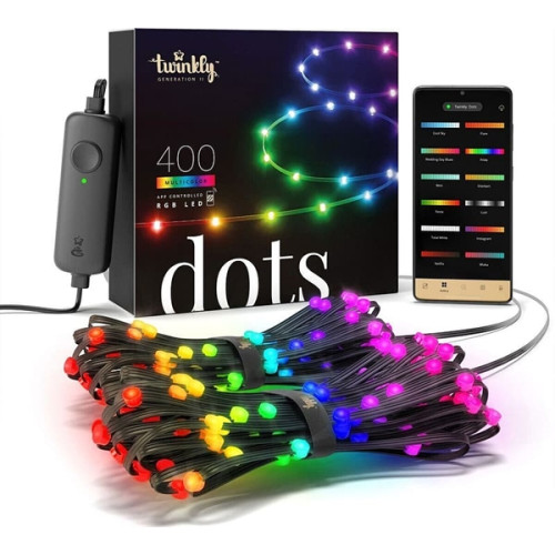 Twinkly - Dots LED-ljusremsa 400 LED RGB Wi-Fi transparent IP44 - FRI frakt