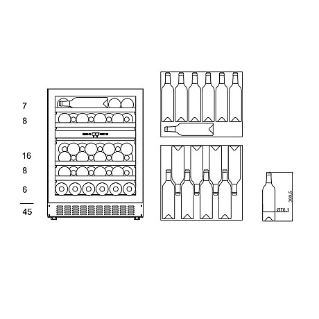 mQuvée - WineCave 60D Modern - Inbyggbar vinkyl 45 flaskor, 2 zoner