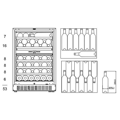 mQuvée - WineCave 780 60D Anthracite - Vinkyl 53 flaskor, 2 zoner