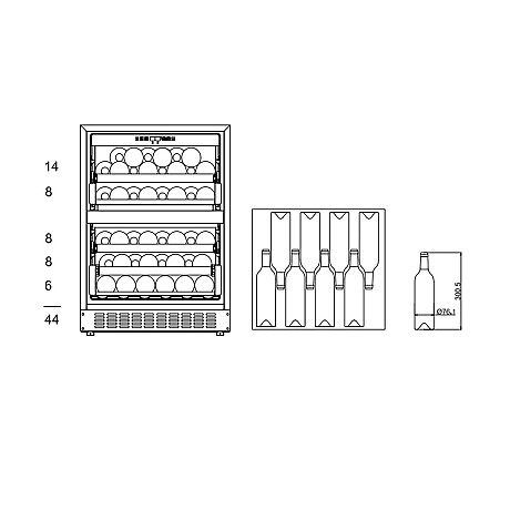 mQuvée - WineCave 60DD Fullglass - Vinkyl 44 flaskor med dubbel dörr