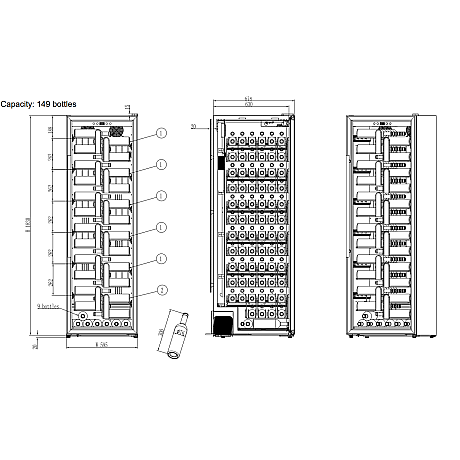 mQuvée - WineExpert 192 Label-view - Vinkyl 153 flaskor med displayhyllor