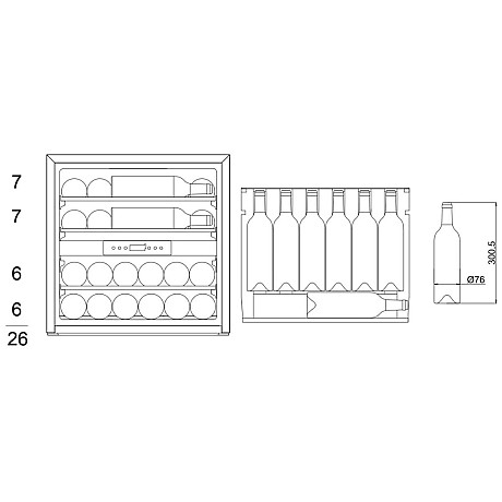 mQuvée - WineKeeper 25D - Integrerbar vinkyl 26 flaskor, 2 zoner