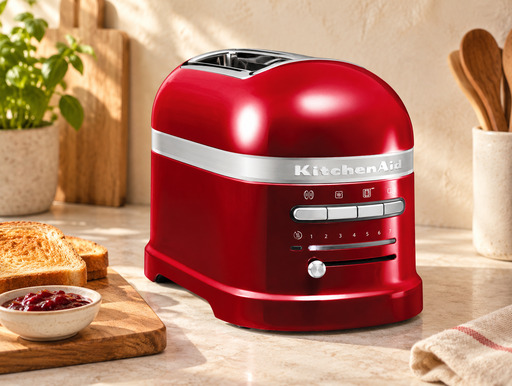 Röd KitchenAid Artisan vattenkokare.