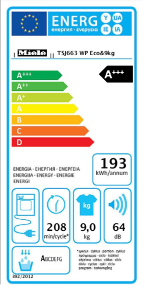 Miele - TSJ663WP NDS LW Eco&9kg Miele - TSJ663WP NDS LW Eco&9kg