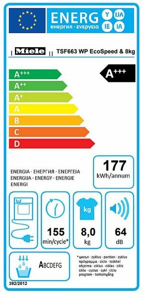 Miele - TSF663WP NDS LW EcoSpeed & 8kg Miele - TSF663WP NDS LW EcoSpeed & 8kg