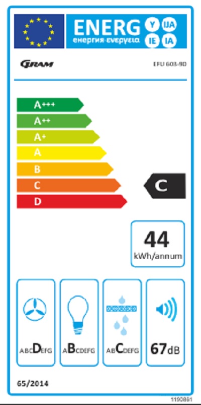 Gram - EFU 603-90 Utdragbar Fläkt Vit LED Gram - EFU 603-90 Utdragbar Fläkt Vit LED