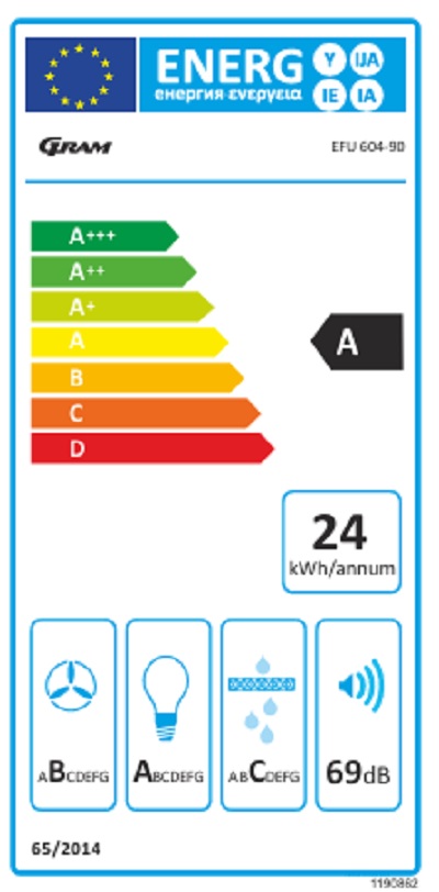 Gram - EFU 604-90 Utdragbar Fläkt Vit Gram - EFU 604-90 Utdragbar Fläkt Vit